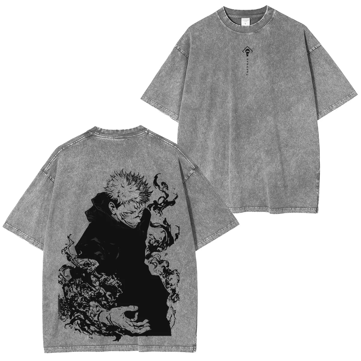 Jujutsu Kaisen Anime Acid Washed Oversize T-Shirt Yuji Itadori Tshirt