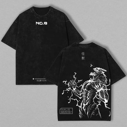 Kaiju No. 8 Tee | Oversized Washed Anime Shirt