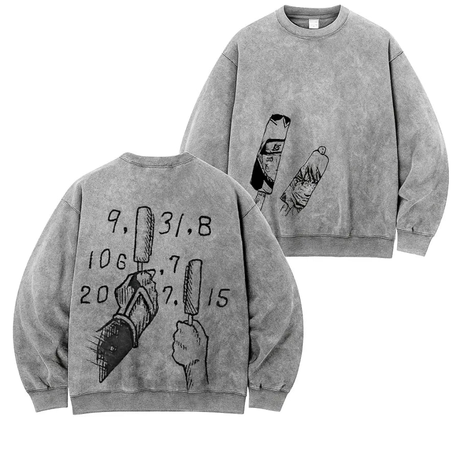 jiraiya - Naruto Uzumaki Anime Double Printed Vintage Sweatshirt